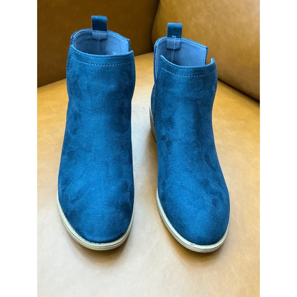 WD-RIMI Ankle Boots Womens Size 6 Blue Excellent Cutout Low Block Heel Booties - Picture 3 of 8